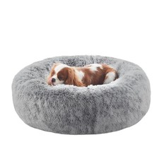 30 inches Donut Dog Bed for Medium Dogs,Calming Fluffy Round Pet Bed with Rem...
