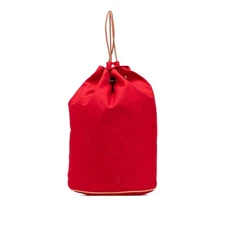 Authenticated Hermès Polochon Mimile Red Canvas Fabric Backpack