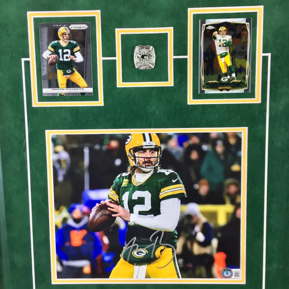 Campeonato Green Bay Packers Aaron Rodgers Foto Firmada Enmarcada Beckett BAS Foto 2 de 4