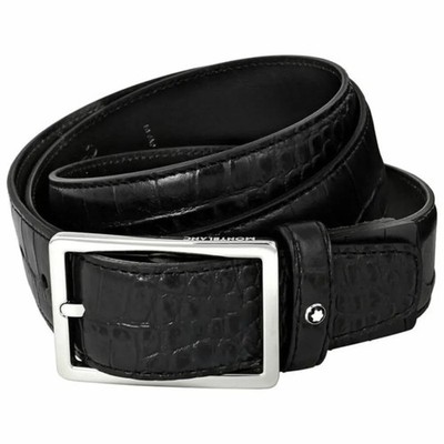 New Montblanc Casual Black Leather Belt 112935