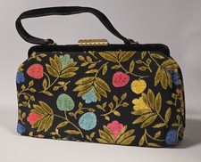 BOBBIE JEROME 1950's 13" Vintage Handbag W/ Floral Motif