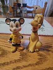 Vintage and Rare Disney Mickey and Pluto Salt and Pepper Set 1960s (B16)