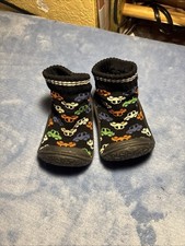 Soft-soled baby sock shoes Non-slip first walker shoes size 6-12 Month black