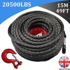 8mm x 15m Synthetic Winch Rope Tow Car 4x4 Cable Off Road Trailer Strap 20500LBS