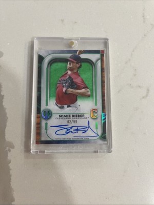 2022 Topps Tribute - Tribute Autographs Shane Bieber #TA-SB Green /99 (AU)