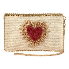 Mary Frances Heart Burst Beaded Crossbody Cell Phone Bag Clutch Novelty Eveni...