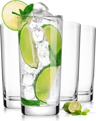 Drinking Glasses Set of 4, 16oz Wide Mouth Water Glass Cups, Lead-Free