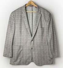 Johnston  Murphy XC Flex Gray Plaid Stretch Knit Blazer Jacket Men  s XXL