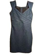Bebe Dress Women Extra Small Blue Sleeveless Sheath Cocktail Bodycon Mini Luxury