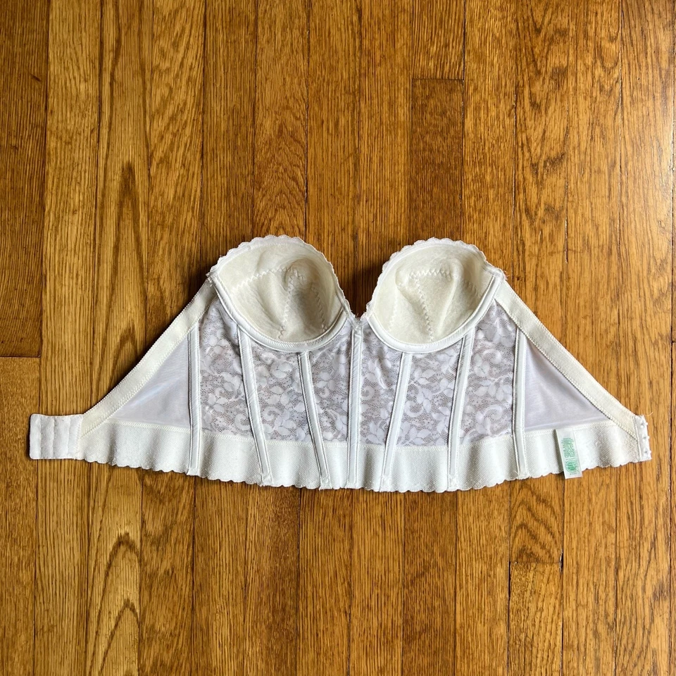 Sujetador Top Carnaval Bustier Coreset Blanco Encaje Talla 36B Hecho en Unión De Colección Años 60 70 Foto 3 de 4