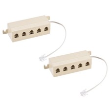 2 x Phone Jack Splitter 6P4C Male to 5 Female Way Socket Adapter with Cord