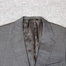 Jos A Bank Suit Jacket Sport Coat Blazer 43R Gray Wool Signature Gold Windowpane