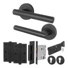 Black Door Handles T Bar Internal Sets Round Rose Bathroom Latch Lock Packs