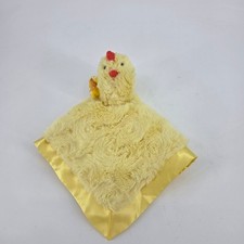 Cloud Island Yellow Chick Plush Rose Swirl Faux Fur Satin Security Blanket Lovey