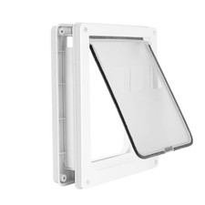 Small Doggie Door with Magnetic Locking Panel for Home Security Small, White