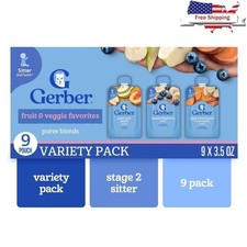 Toddler Puree Snack Variety Pack Fruit Veggie Smoothie Pouches Non-GMO 9 Count