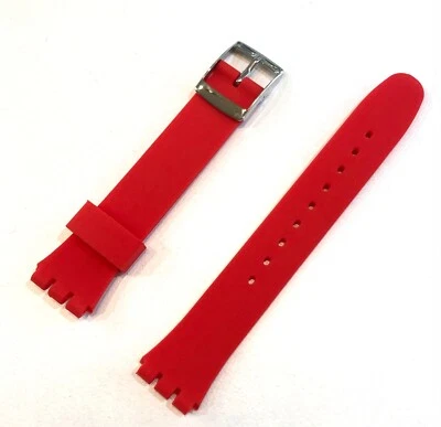 Cinturino Ricambio Orologio SWATCH Uomo Donna Silicone 17 ROSSO fibbia acciaio