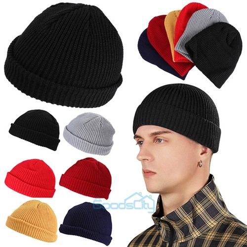 THICK Ribbed Beanie Knit Ski Cap Skull 