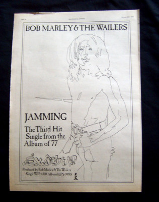 BOB MARLEY & THE WAILERS JAMMING SINGLE 1978 ORIGINAL VINTAGE MUSIC PRESS ADVERT