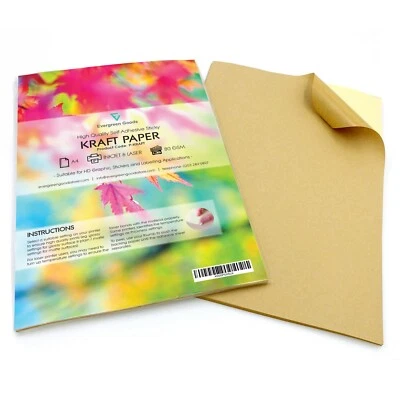 A4 Self Adhesive KRAFT PAPER Sticky Sticker Label Scrapbooking Printing Sheets