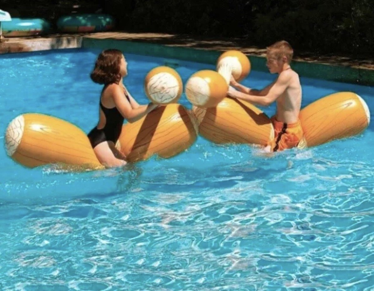 BATTLE LOGS Pool Joust Set FLOAT Inflatable Log Gladiator Game