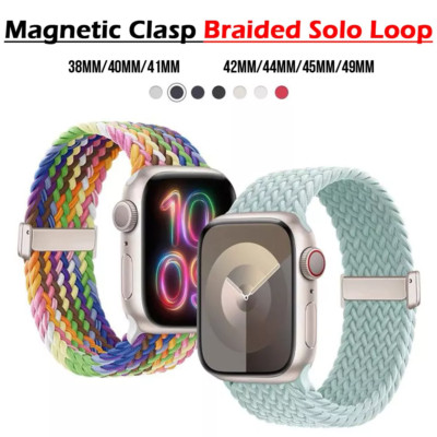For Apple Watch Ultra 9 8 7 6 SE Strap 45/49mm Magnetic Buckle Braided Loop Band