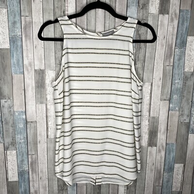 Kenar Sleeveless Tank Top Size S Small Black White Buttoned Button Down Back