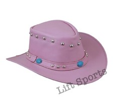 Women Pink Stylish Cow Girl Hat Western Original Genuine Cow Hide Leather Boy