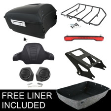 Matte King Trunk Mount Rack Speakers Tail Light Fit For Harley Road King 14-26
