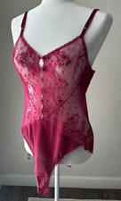 VTG Vanity Fair Bodysuit Teddy Lingerie Silky Chantille Lace Nylon Size 36