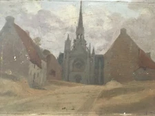 René-Théophile Clozier (1886-1965) Defrasse Presumed View Of Locronan Brittany