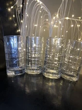 Anchor Hocking Tartan Manchester Set Of 4 Clear Glass Flat Iced Tea Tumblers