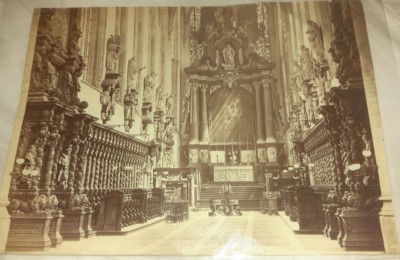 Vintage Old 1890s Albumen PHOTO Gothic St Paul's Cathedral in Antwerp BELGIUM 