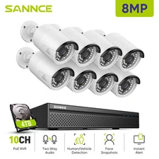 SANNCE 8MP 8CH NVR 4K POE Security IP Camera System Two Way Audio Recording CCTV