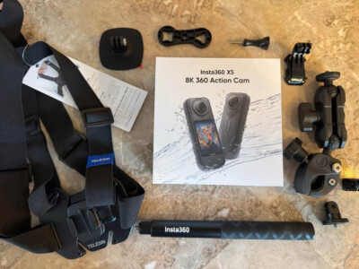 Insta360 X5 360 8K Action Camera + Motorcycle Mount + Invisible Stick + Chest A6