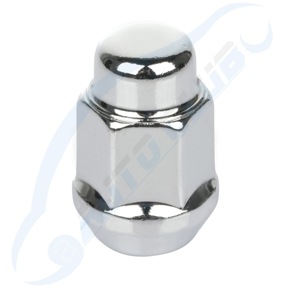 20 Bulge Acorn Lug Nuts 7/16-20 Chrome 3/4 Hex Flat Top 1.75