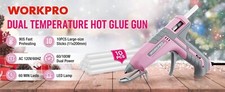 WORKPRO Hot Glue Gun Full Size - 60/100W Dual Temp Pink with 10 PCS Glue Sticks