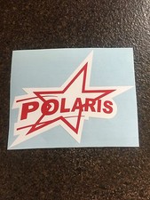 1-Vintage Looking POLARIS Motion STAR Sticker New Red White Vinyl 4" X 5"
