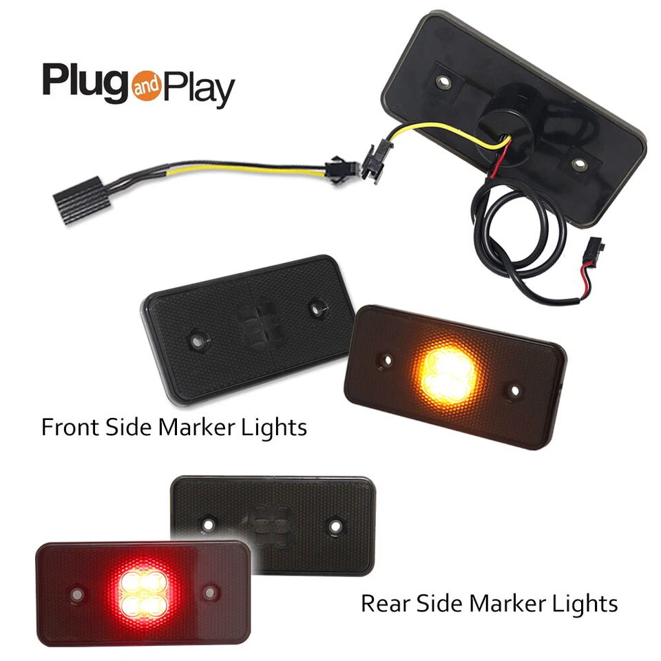 Smoked Lens Front & Rear LED Side Marker Lights For 02-14 Mercedes W463 G-Class - Image 2 of 4