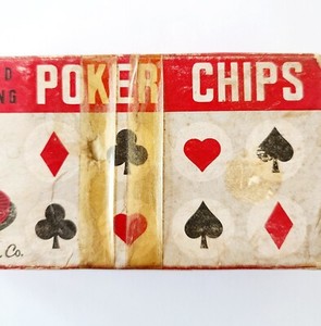1950s-60 ARRCO Playing Card Co Poker Chips Interlocking 95 Of 100 Pcs Boxed C81