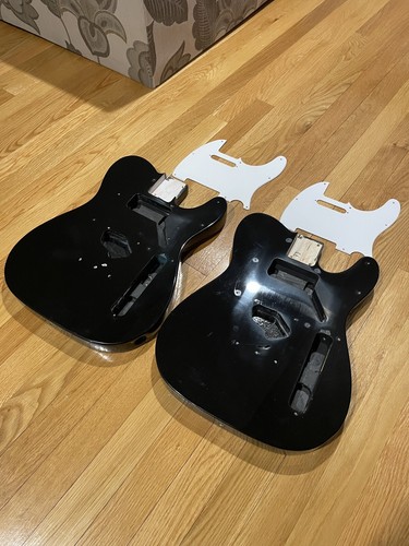 Lot of 2x Fender Squier Sonic Telecaster Bodies Black w/ Pick Guards