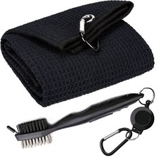 Microfiber Waffle Golf Towel with Club Brush and Clip Golf Gifts for Men Women