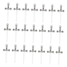 About 60pcs Alloy Dagger Pendants Antique Silver Sword Pendants Bookmarks 