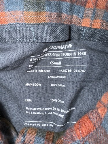 Camicia donna flanella Rei Co Op taglia XS quadri bottoni casual grigio e arancione - Foto 4 di 6