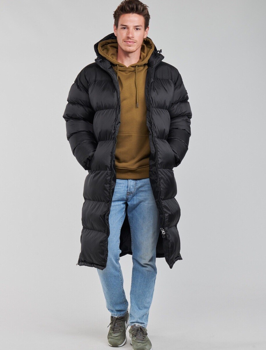 Schott 2190 Max Long Puffer Jacket Black In Mens Size S USED UK