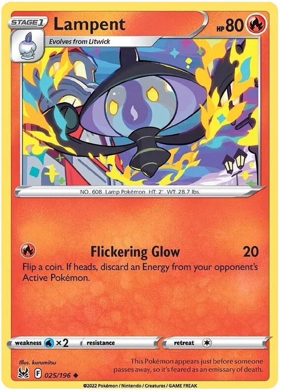 Lampent Pokemon TCG Card 025/196