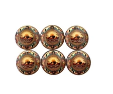Cabinet and Drawer Knobs, Set of 6 Native American Sunset Wood Cabinet Knobs