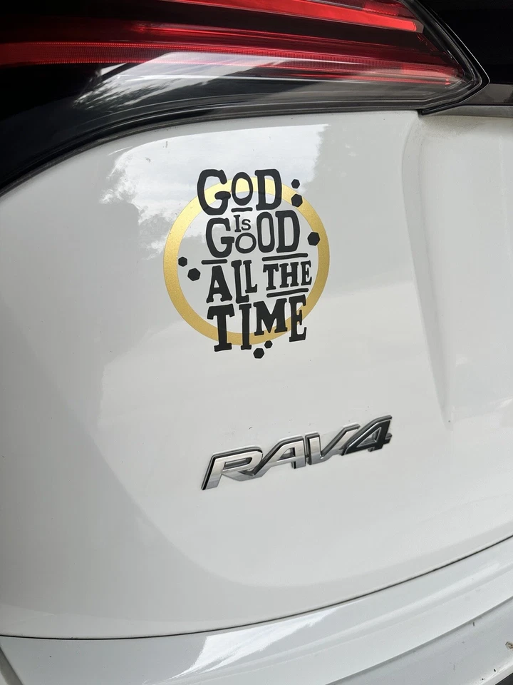 Dios es bueno todo el tiempo calcomanía de coche pegatina cristiana seguidor de Jesús negro dorado Foto 2 de 4