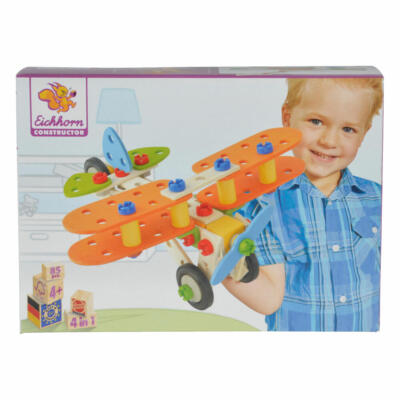 Eichhorn Constructor Biplane Set 85 Piece Airplane Building Kit Kids Toy