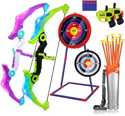 2 Pack Bow and Arrow for Kids 8-12, Set purple&green 